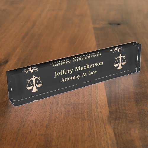 Attorney At Law Scales of Justice Lawyer Judge Desk Name Plate