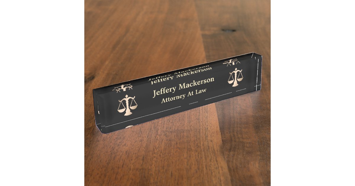 Attorney At Law Scales Of Justice Lawyer Judge Desk Name Plate