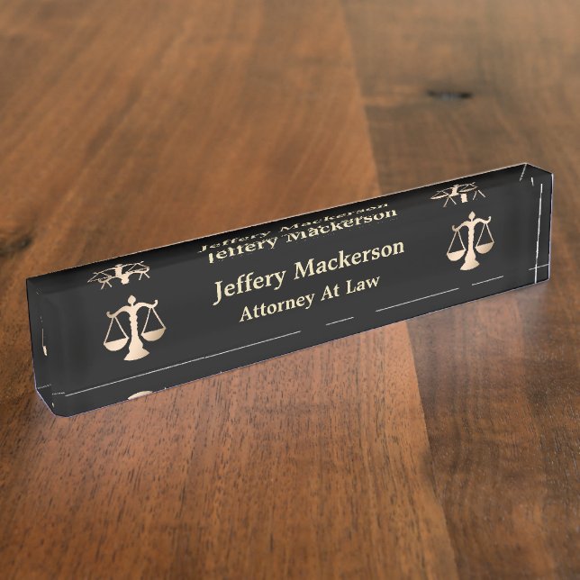 Attorney At Law Scales of Justice Lawyer Judge Desk Name Plate (Side)