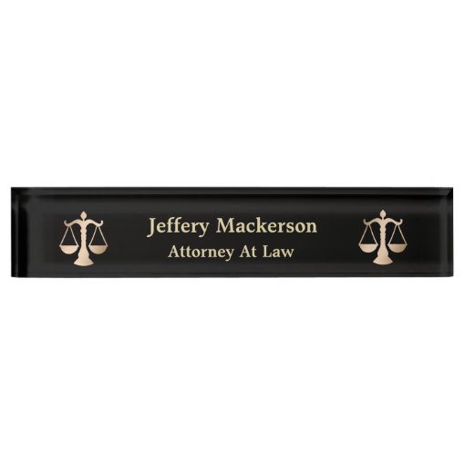 Attorney At Law Scales of Justice Lawyer Judge Desk Name Plate Zazzle