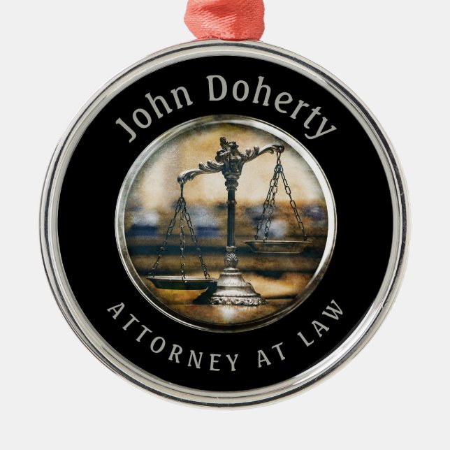 Attorney At Law | Scales of Justice Metal Ornament (Front)