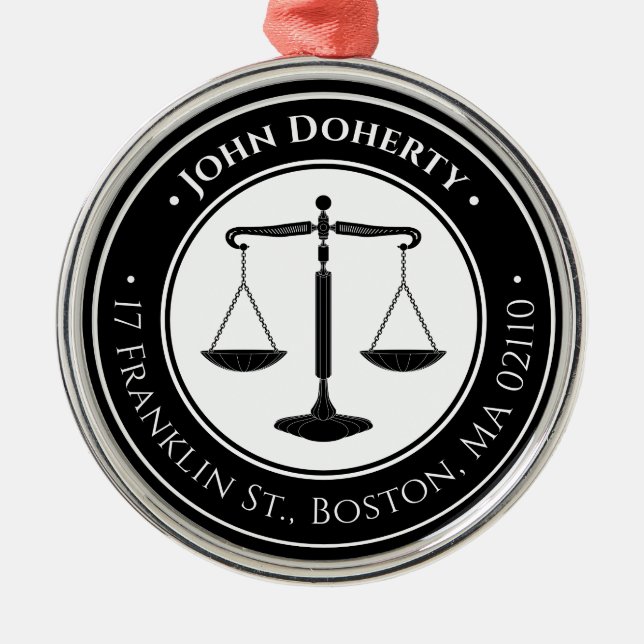 Attorney At Law | Scales of Justice Metal Ornament (Front)