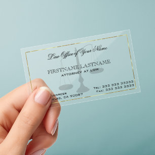Attorney At Law Shiny Gold Frame Clear Business Cards