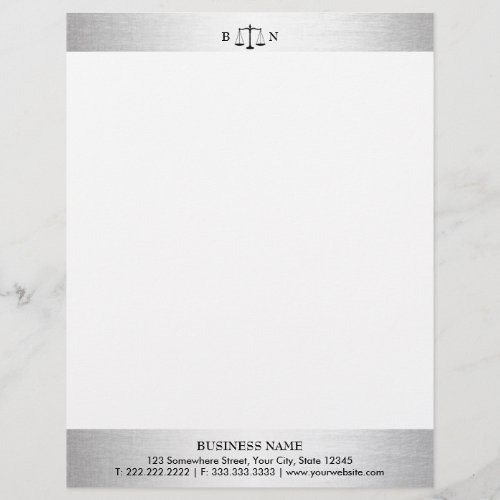Attorney at Law Silver Border Law Scales Lawyer Letterhead
