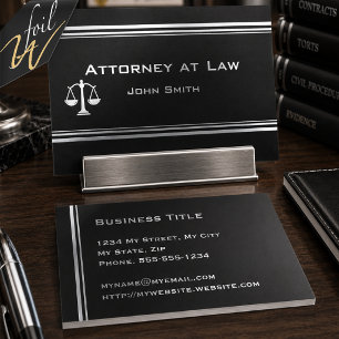 Attorney at Law Silver Foil Professional Business Cards