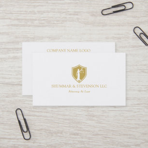 Attorney At Law-Simple Gold Lady Justice Logo Business Card