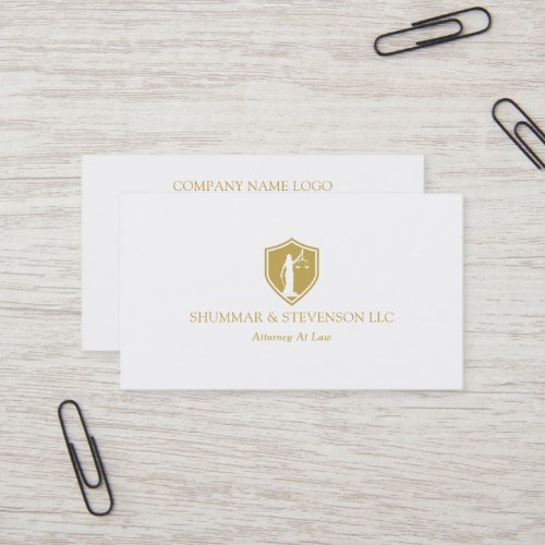 Attorney At Law_Simple Gold Lady Justice Logo Business Card