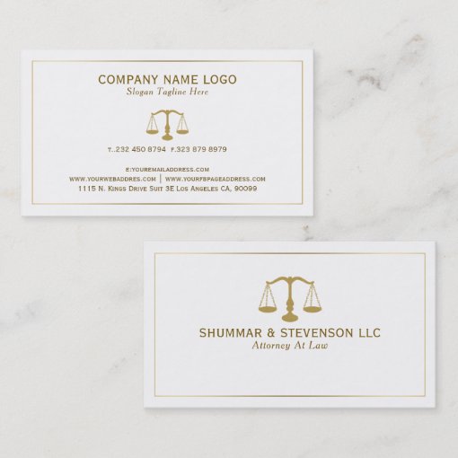 Attorney At Law-Simple Gold Scale & Border Business Card | Zazzle