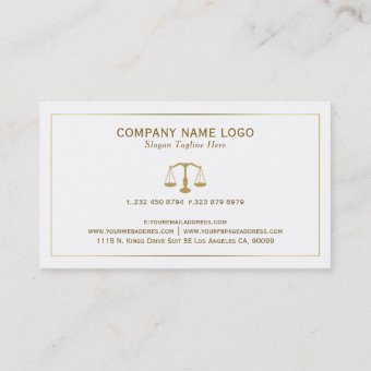 Attorney At Law-Simple Gold Scale & Border Business Card | Zazzle