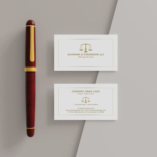 Attorney At Law-Simple Gold Scale & Border Business Card