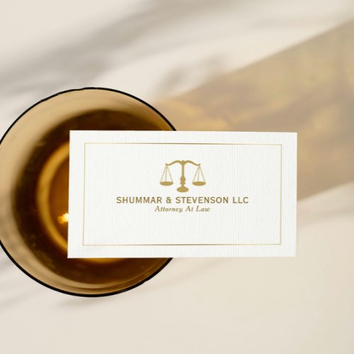 Attorney At Law_Simple Gold Scale  Border Business Card