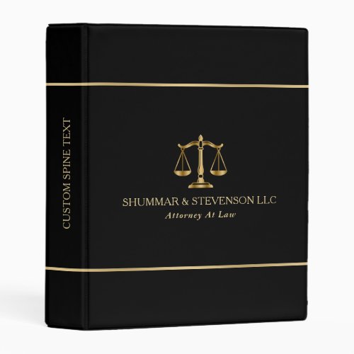 Attorney At Law-Simple Gold Scale & Border On Blac Mini Binder