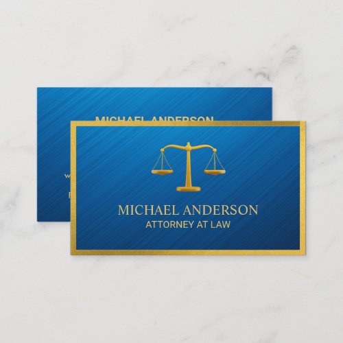 Attorney At Law_Simple Gold Scale On Blue  Business Card