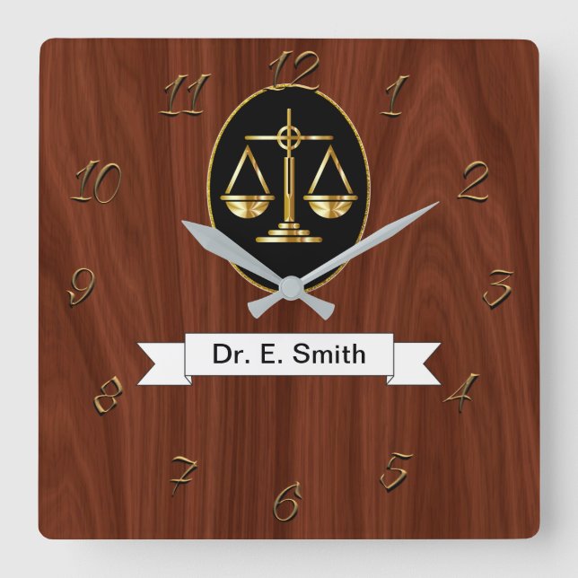 Attorney at law square wall clock (Front)