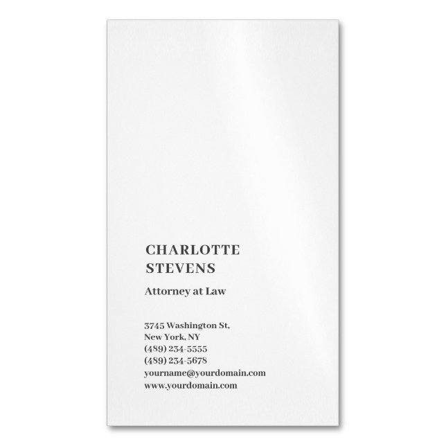 Attorney at Law Trendy Minimalist Elegant Simple Business Card Magnet (Front Vertical)