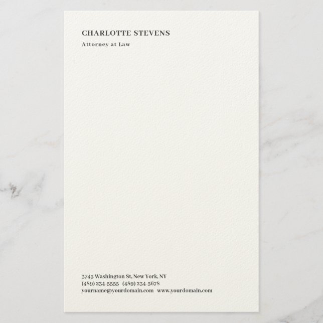 Attorney at Law Trendy Minimalist Elegant Simple Stationery (Front)