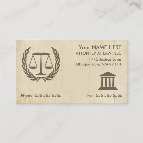 Attorney at Law Vintage Parchment Business Card