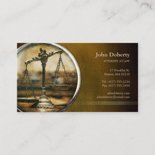 ATTORNEY AT LAW  Vintage Scales of Justice Business Card