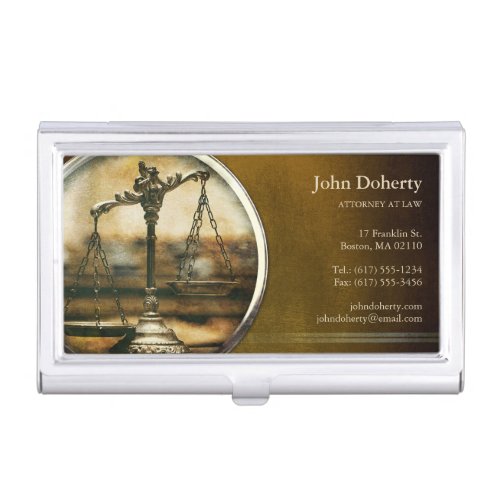 ATTORNEY AT LAW  Vintage Scales of Justice Business Card Holder