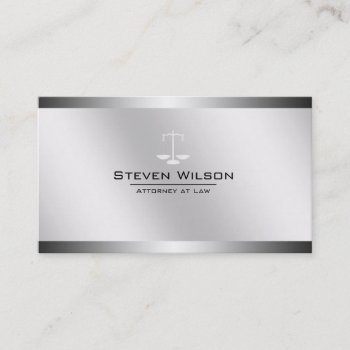 Attorney At Law White And Silver Steel Legal Scale Business Card by tsrao100 at Zazzle