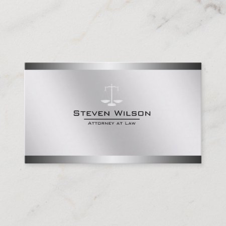 Attorney At Law White And Silver Steel Legal Scale Business Card