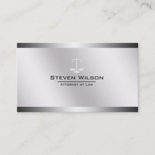 Attorney At Law White and Silver Steel Legal Scale Business Card