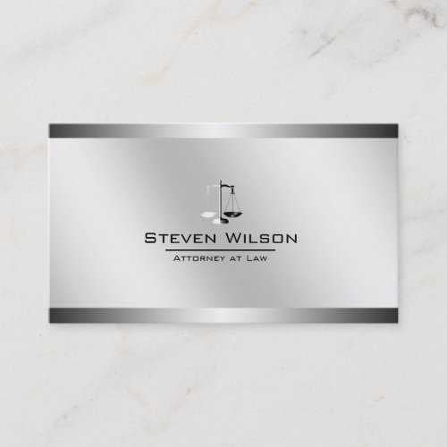 Attorney At Law White and Silver Steel Legal Scale Business Card