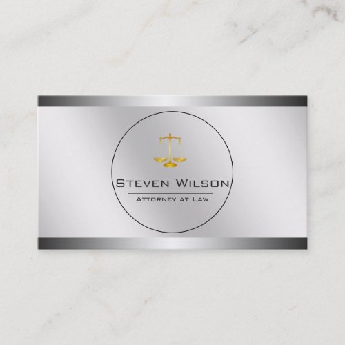 Attorney At Law White Black Gold  Legal Scale Business Card