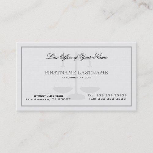 Attorney At Law White Linen Texture Business Card