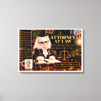 Attorney at Law White Persian Cat | Elegant Legal  Canvas Print