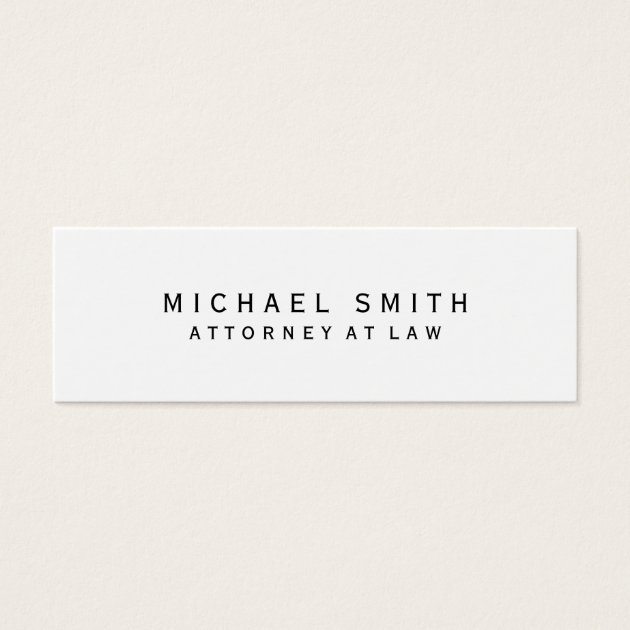 Attorney At Law White Simple Minimalist Mini Business Card