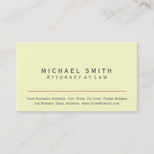 Attorney at Law _ Yellow Minimal Business Card