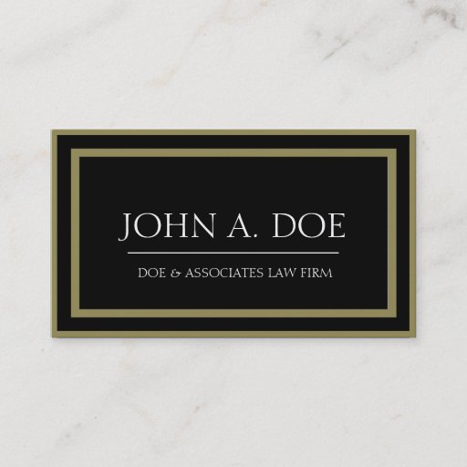 Customizable Attorney Black/Antique Gold Border Galore Business Card Template