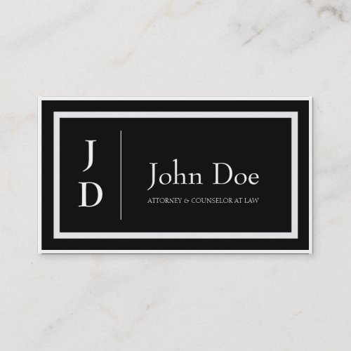 Attorney Black/Antique White Borders Monogram Business Card Template