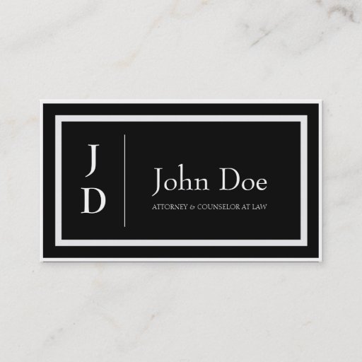 Customizable Attorney Black/Antique White Borders Monogram Business Card Template