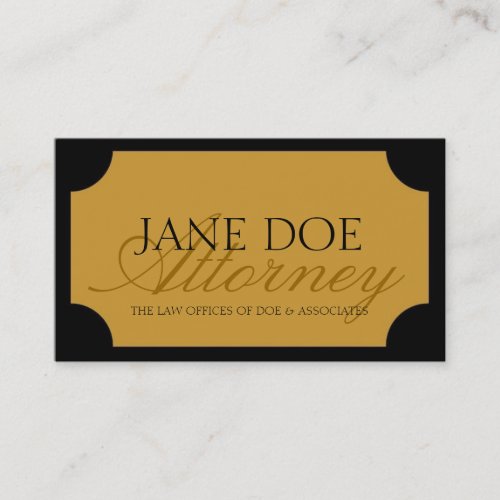 Attorney Black Border/Yellow Gold Script Business Card