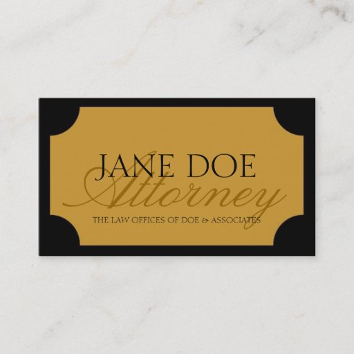 Customizable Attorney Black Border/Yellow Gold Script Business Card