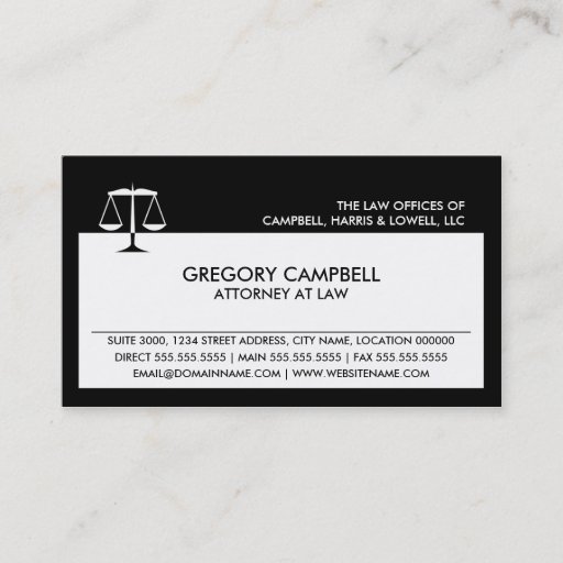 Customizable Attorney Black Business Cards