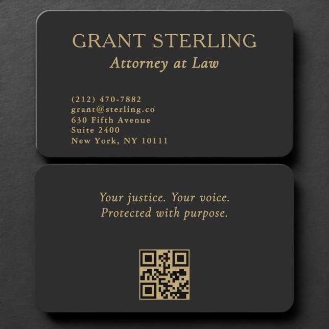 Attorney Black Gold QR Code Professional Business Card (Creator Uploaded)