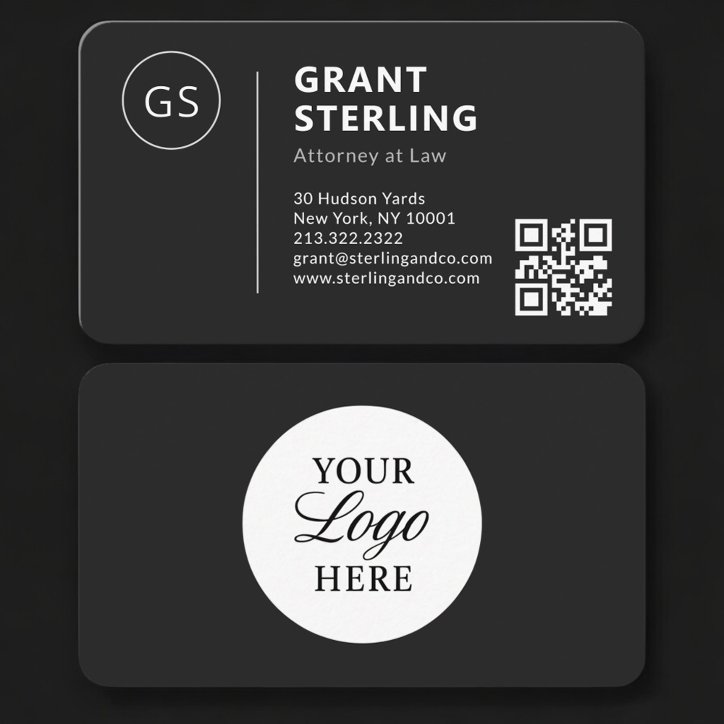 Attorney Black Logo QR Code Professional Business Card