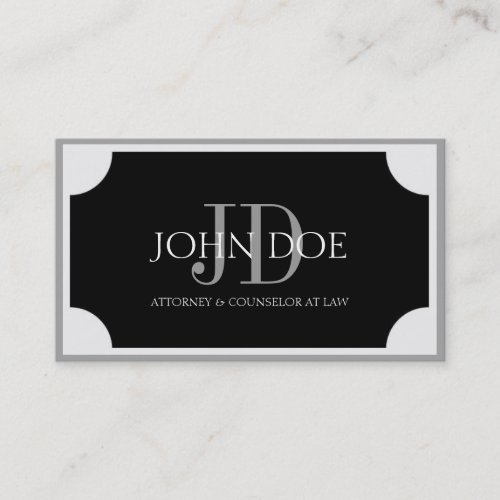 Attorney Black Plaque/Silver Border Business Card Templates