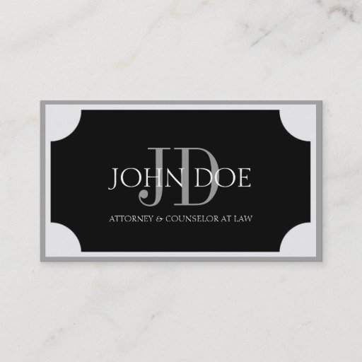 Customizable Attorney Black Plaque/Silver Border Business Card Templates