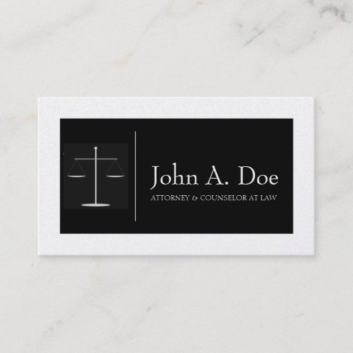 Customizable Attorney Black/Platinum Border Balance Business Cards