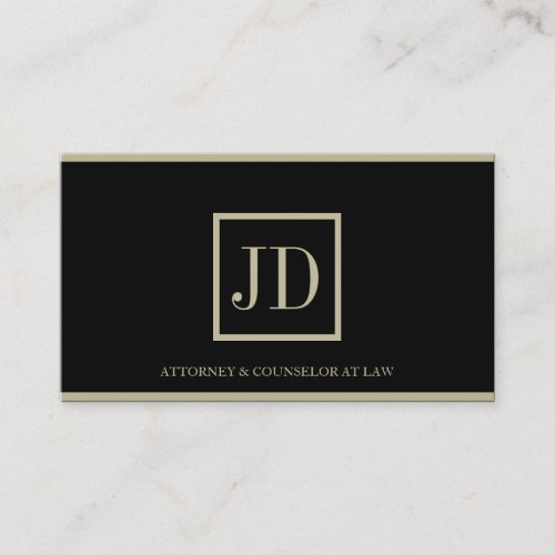 Attorney Black/Tan Square Monogram Plaque Stripes Business Cards