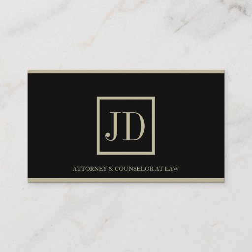 Customizable Attorney Black/Tan Square Monogram Plaque Stripes Business Cards