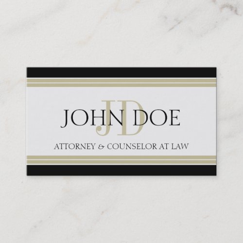 Attorney Black Tan Stripes Business Card Template