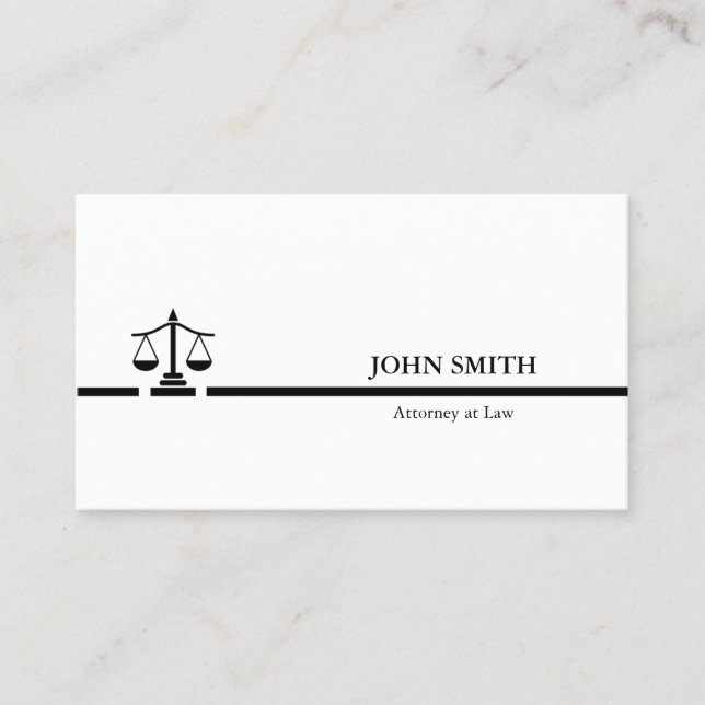 Attorney Black white Professional minimalist Business Card (Front)