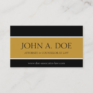 Attorney Black/Yellow Gold Banner Business Card