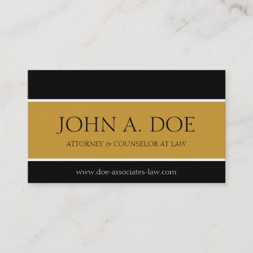Customizable Attorney Black/Yellow Gold Banner Business Cards