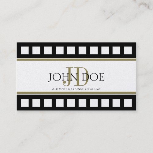 Attorney Black/Yellow Gold Film Monogram Business Card Templates